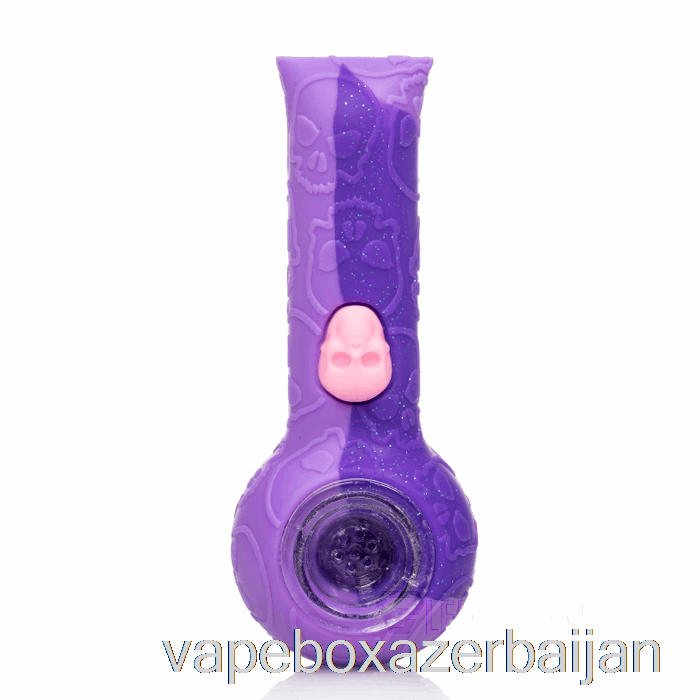 E-Juice Vape Stratus Silicone Skull Hand Pipe Shiny Orchid (Glitter Violet / Pink)